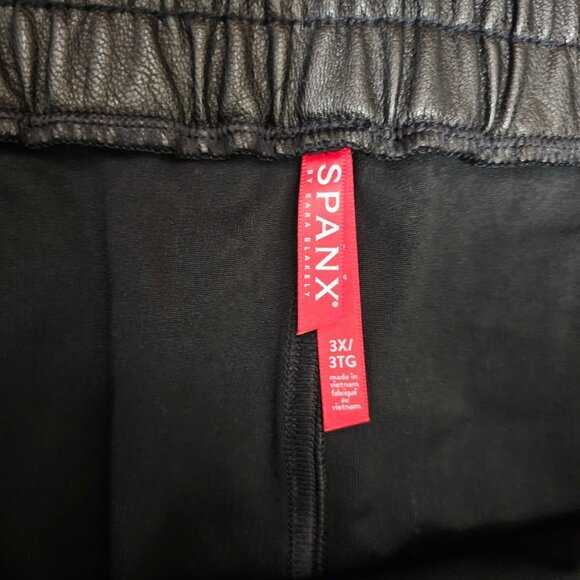 Nordstrom Faux Leather Jogger Pants 3X Noir Black Plus Size Women's Elastic Wais - Picture 7 of 10